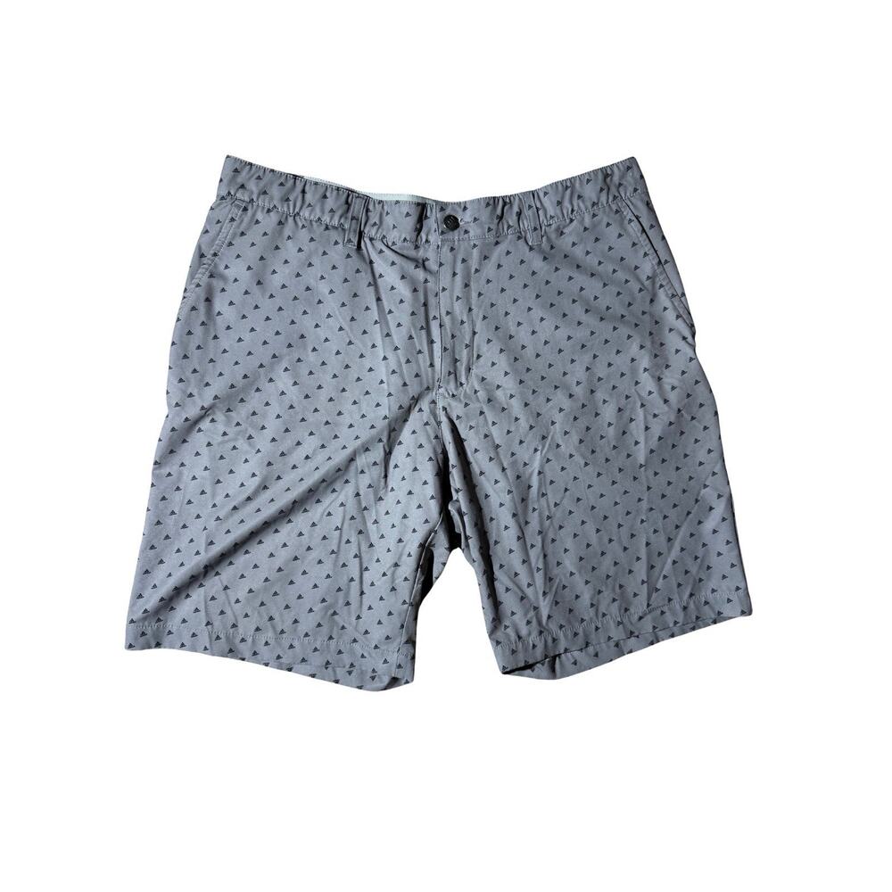 Adidas Golf Shorts 36 Gray Triangle Print Stretch Lightweight Performance Fit